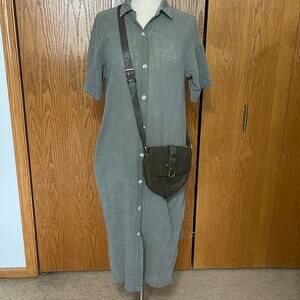 Wearables Sage Green Long Shirt Dress Size S